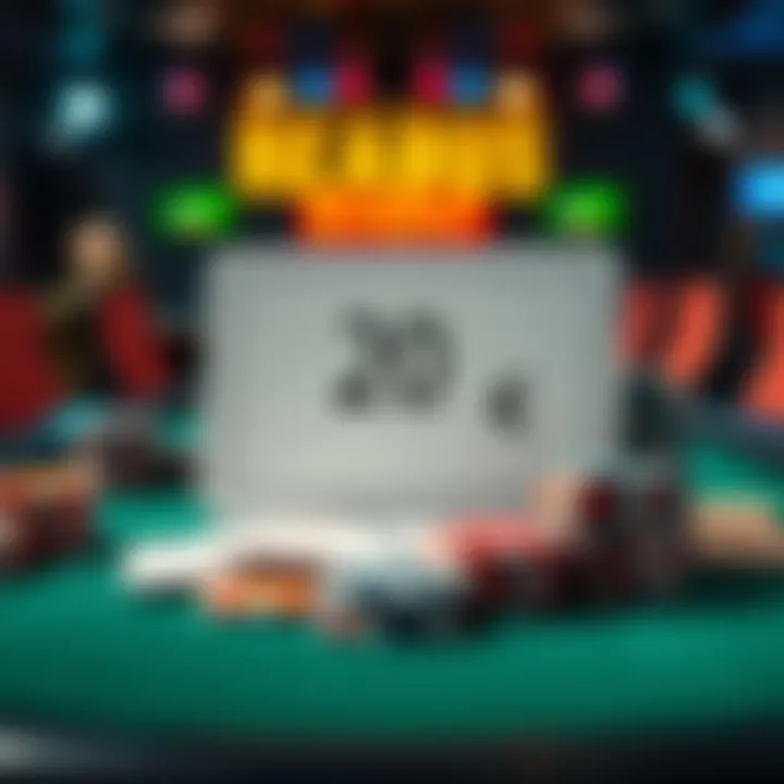 A poker table set with cards and chips, showcasing a sign displaying the 20 Euro entry fee for a major poker event.