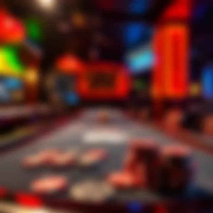 A poker table with cards and chips at a Dallas club with a $13/hour sign in view.