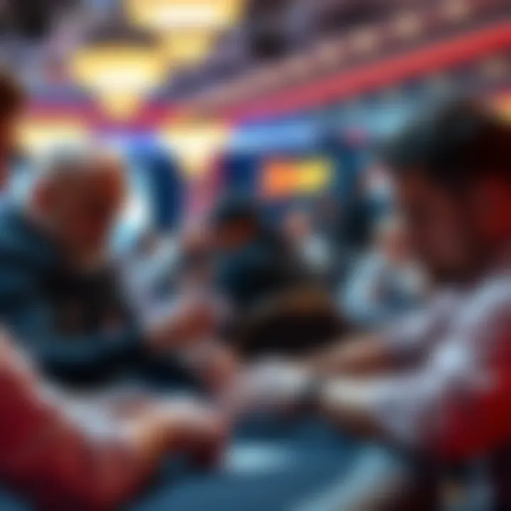 A scene showing players analyzing poker hands during the WSOP-C Event 40/40 in Atlantic City, focusing on strategy and decision-making.