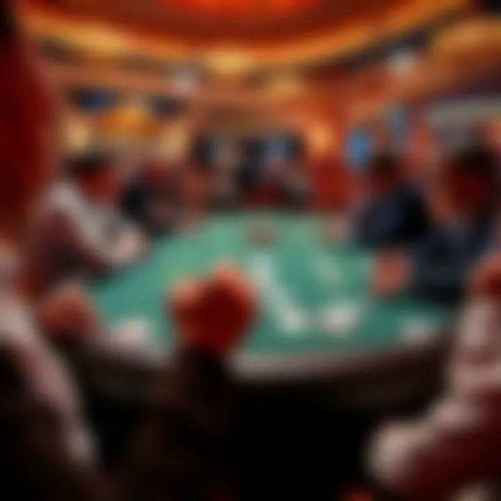 Poker hand analysis A poker table at the Venetian showing J-10 Diamonds in play with players deep in thought