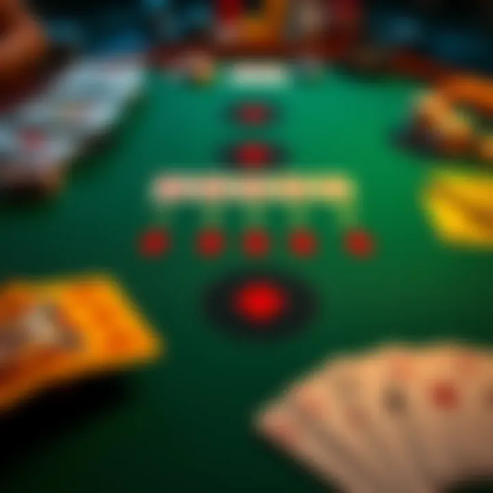 Illustration of a poker range table displaying various hand combinations and strategies for players to memorize.