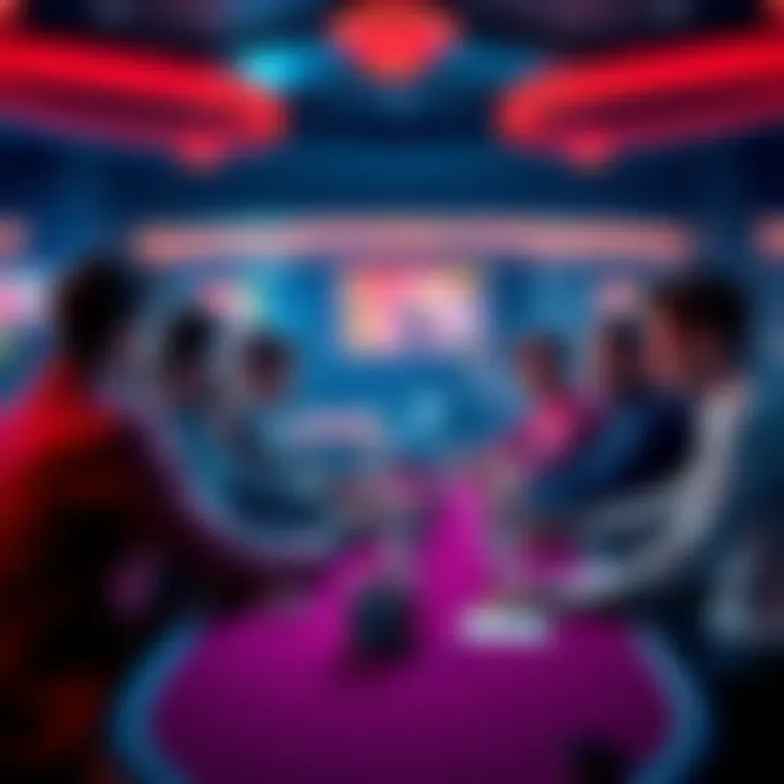 Poker Table Discussion Group of people discussing high rake fees at a poker table in a casino
