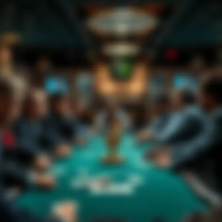 A group of players at a poker table discussing ICM deals and prize distribution strategies
