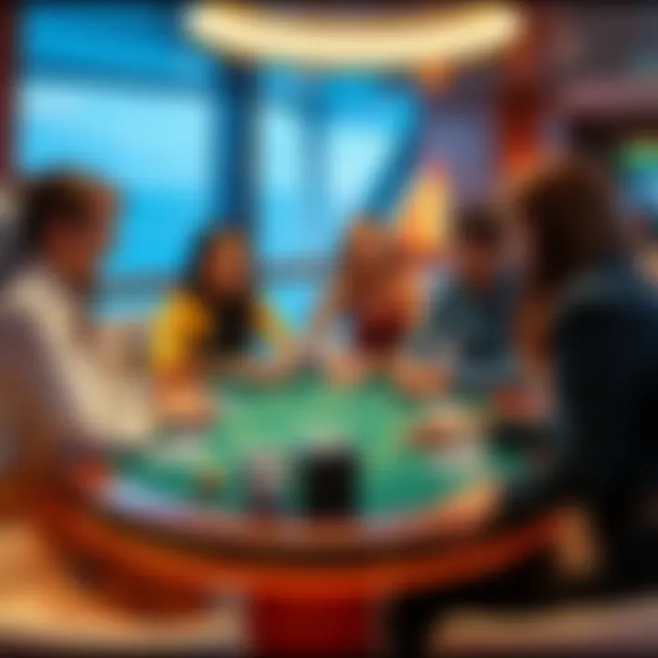 Poker game on Allure of the Seas People enjoying a poker game at a stylish table on the Allure of the Seas cruise ship