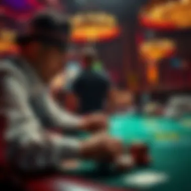 A focused poker player placing a bet before looking at their cards at a casino table.