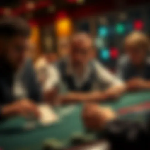 A poker player rolling their eyes and showing frustration over folded cards while others watch intently, creating a tense atmosphere at the table.
