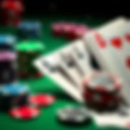 A close-up of poker cards and chips on a green felt table, illustrating the game environment.