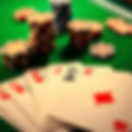 Poker cards on a table A close-up of poker cards, showing J10o and K8o, with chips and a green felt table in the background.