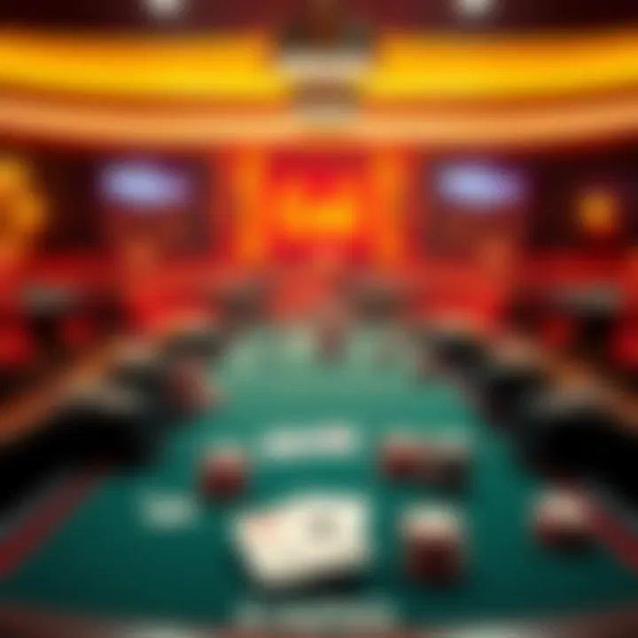 A poker table set up for cash games with chips and cards ready for play.