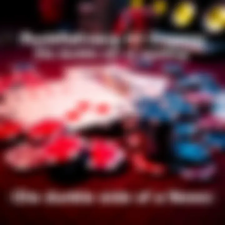 A close-up of poker chips and playing cards scattered on a table, symbolizing a high-stakes underground poker game