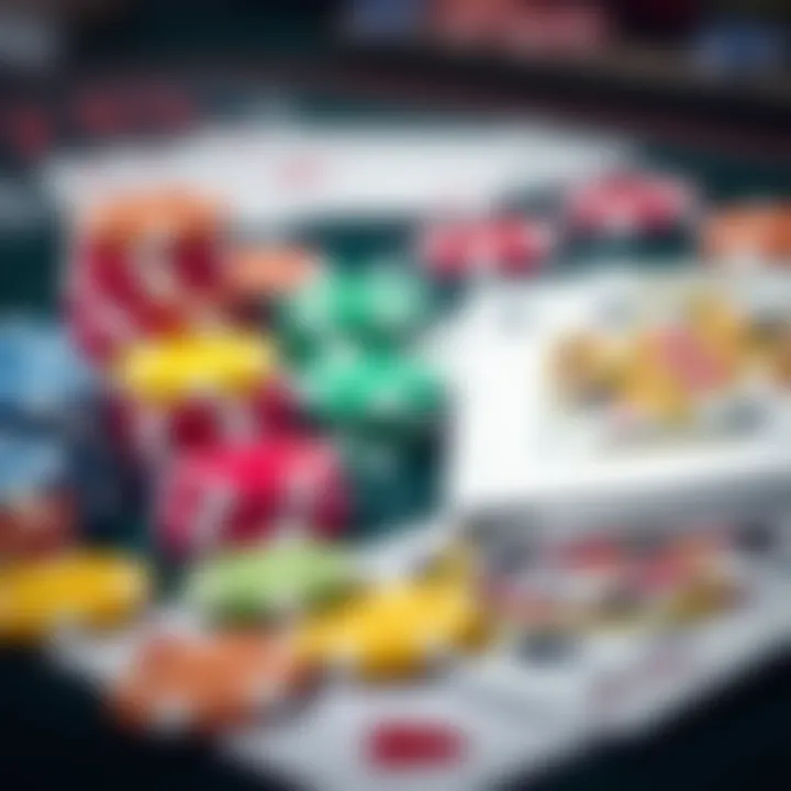 A close-up of colorful poker chips and playing cards on a casino table, showing a contemplative moment for a player thinking about returning to professional poker.