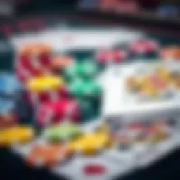 Poker Chips and Cards A close-up of colorful poker chips and playing cards on a casino table, showing a contemplative moment for a player thinking about returning to professional poker.