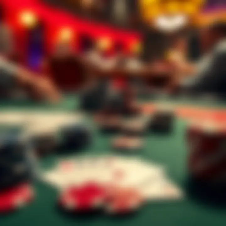 A poker table with cards and chips, showing a player contemplating a strategy with pocket aces