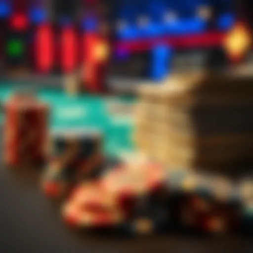 Close-up of poker chips and stacks of cash on a poker table, illustrating the value of money in poker