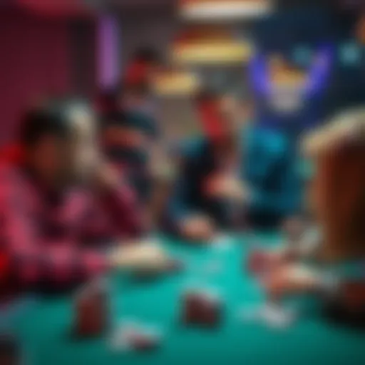 An experienced poker player teaching two learners at a table with cards and chips