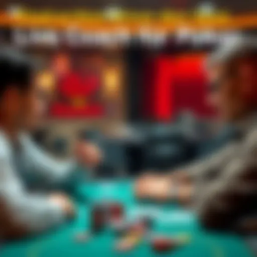 A poker coach guides a player on strategies at a table with poker chips and cards.