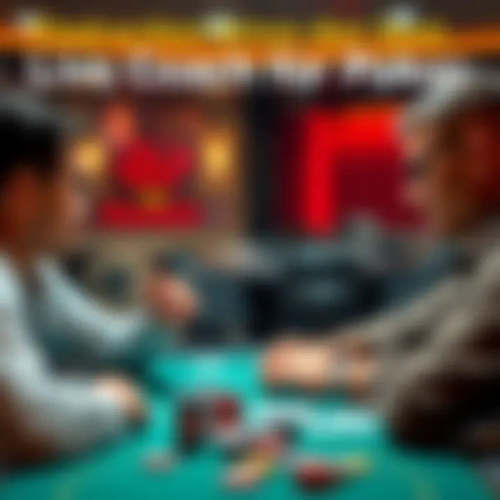 A poker coach guides a player on strategies at a table with poker chips and cards.