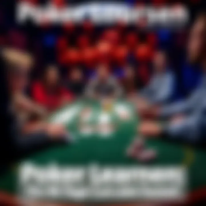 A poker table with cards, chips, and players focusing on strategies