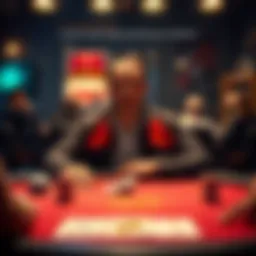 A poker table showing a player contemplating whether to call or fold with a 300 dollar pot in front of them