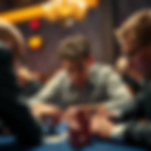 A poker player looks frustrated at the table after trying to bluff but facing a confident opponent, showcasing a tense atmosphere