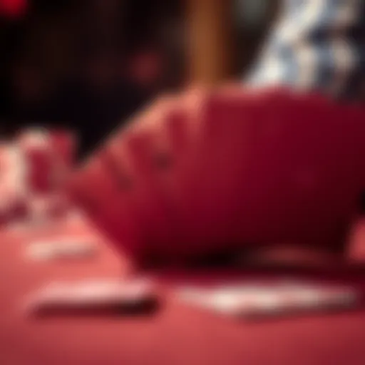A close-up of a poker hand showing flush cards on the table, highlighting challenging game situations.