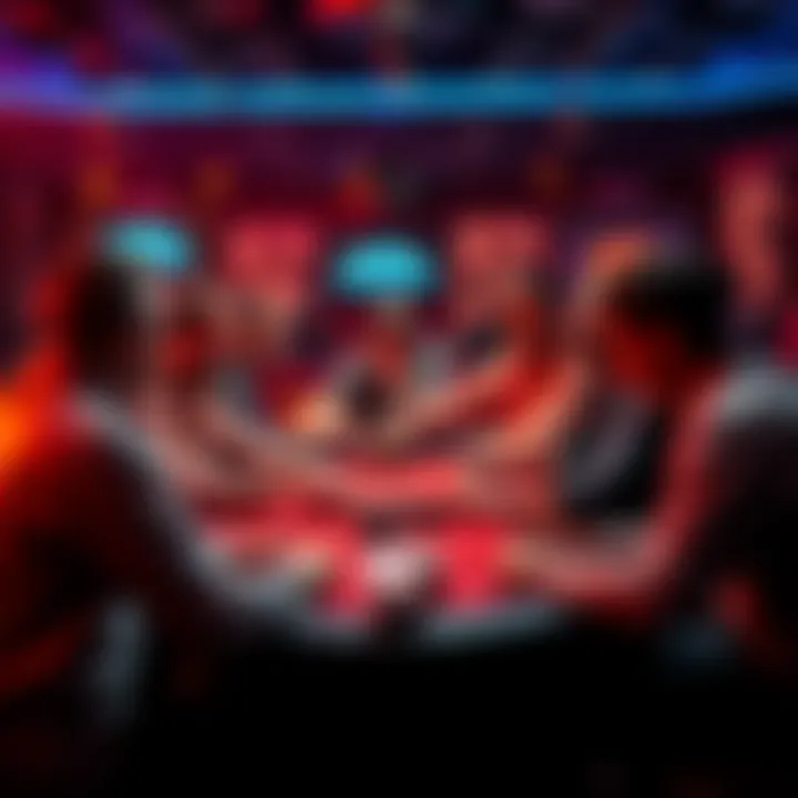 Intense Poker Game at 25NL Rush and Cash A group of focused players sitting around a poker table, engaged in a high-stakes game of 25NL Rush and Cash, showcasing an intense and competitive atmosphere.