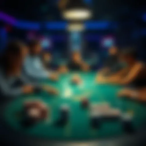 A poker table with players focused on their cards and chips during a 25nl game, showing the excitement of higher stakes.