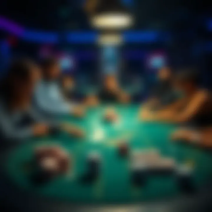 A poker table with players focused on their cards and chips during a 25nl game, showing the excitement of higher stakes.