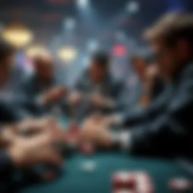 Players focusing on their cards and chips in a tense poker game situation, highlighting 3-bet pots and decision-making challenges.