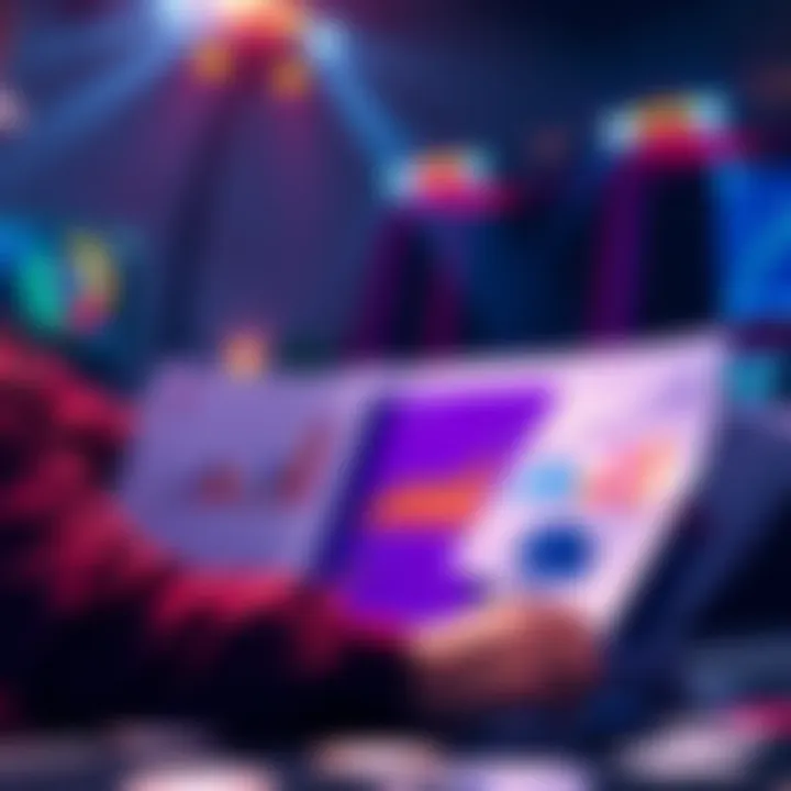 A poker player reviewing charts and statistics related to tournament winnings.