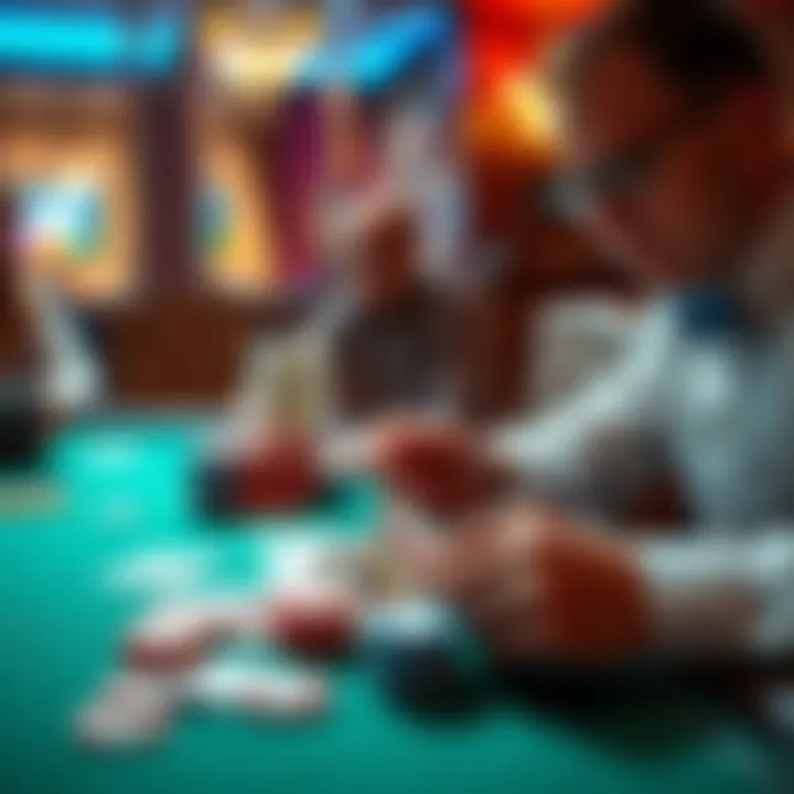 A beginner learns poker rules with cards and chips on the table.