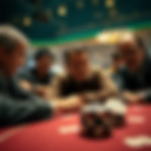 A tense poker game scene with one player looking frustrated after a pre-flop raise, while others look surprised.