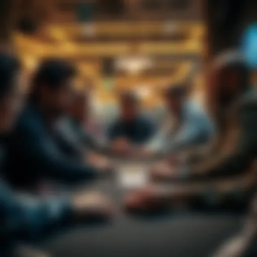 Poker Game Conflict Among Friends A group of friends sitting around a poker table, with one player looking confused and others showing disagreement over a card play.