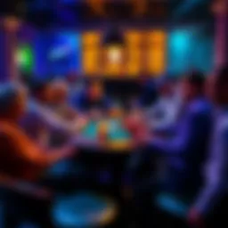 People playing poker around a table with drinks at a gathering in Washington DC.