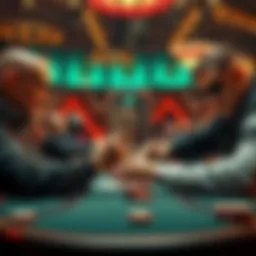 Two poker players at a table, one holding JJ hand, facing an unknown opponent who raises aggressively.