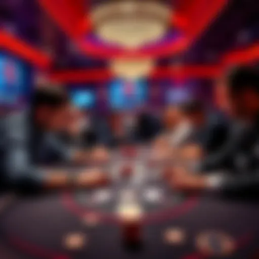 Players at a poker table in London Hippodrome, focusing on their cards and chips during a game night