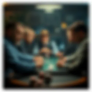 Men playing poker at a table, showing a range of emotions during the game.