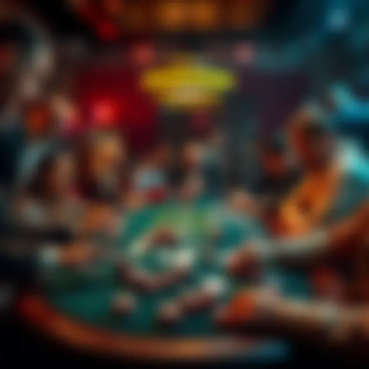 Group of people enjoying a poker game with cards and chips on the table