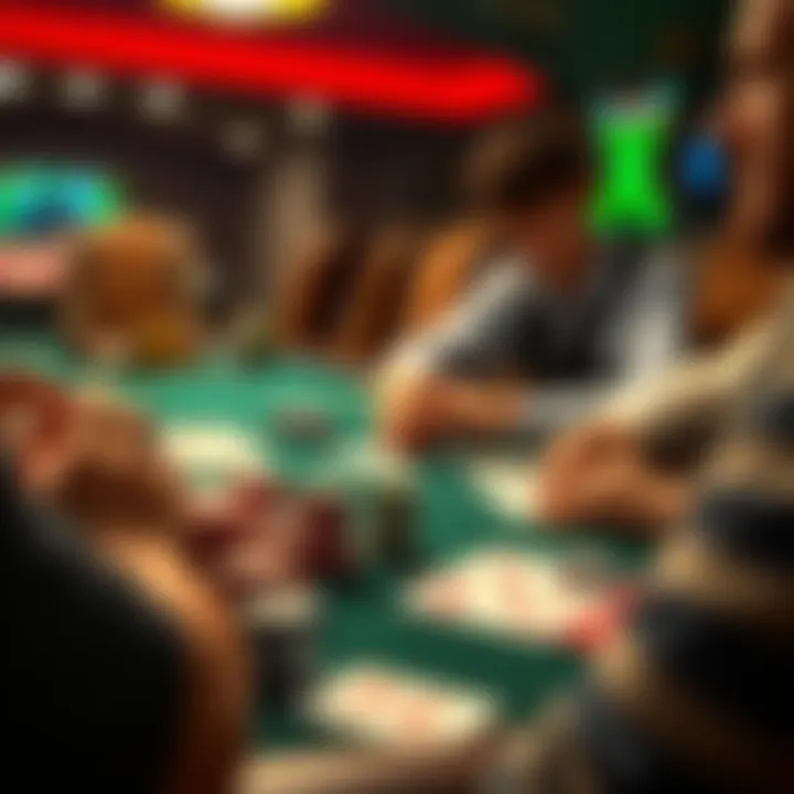 A poker table with cards, poker chips, and a player contemplating strategy and bankroll management