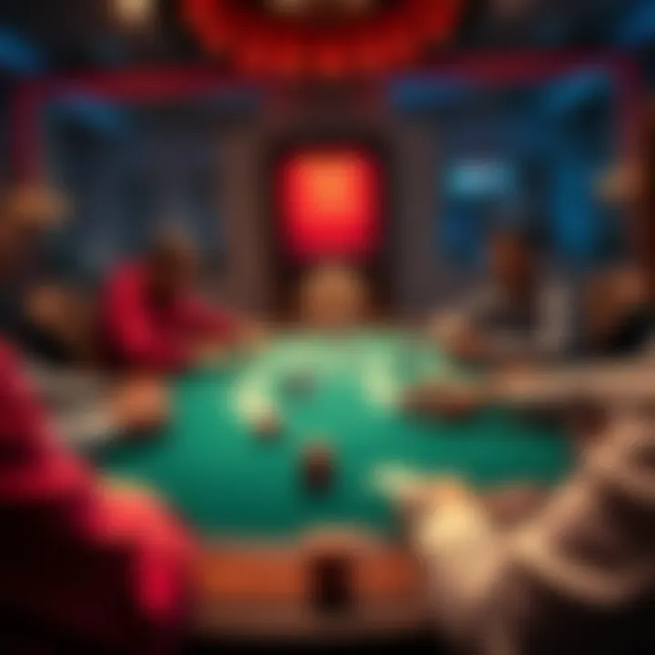 Poker game on a table Players engaged in a poker game with cards and chips on the table