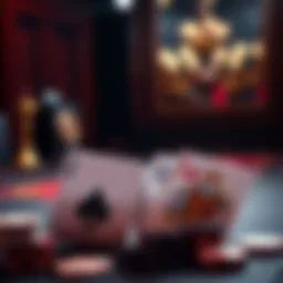 Poker hand cards on a table Two playing cards showing Ace and King in a poker game setup