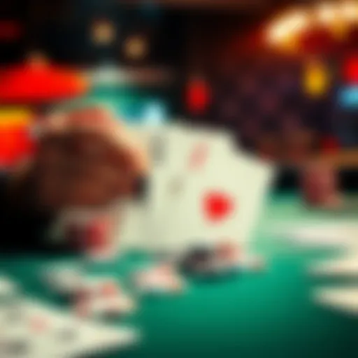 Poker hand with Aces Two Aces on a poker table surrounded by chips and cards, showing a tense moment in the game.
