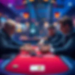 Four players at a poker table analyzing their hands, focusing on AK in a 4-way scenario