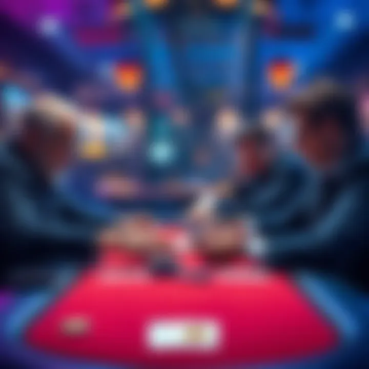 Four players at a poker table analyzing their hands, focusing on AK in a 4-way scenario