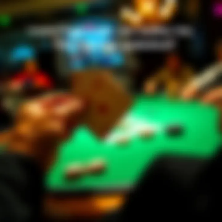 A poker player considering their next move while holding a pair of red sevens at a green felt table.