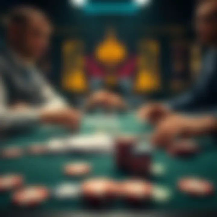 A poker table with cards and chips, showing Hero against two opponents in a tense moment of the game.