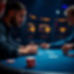 A player analyzing KQ hand against a passive opponent at a poker table