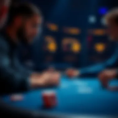 A player analyzing KQ hand against a passive opponent at a poker table