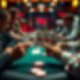Poker Hand Analysis A poker table during a live MTT with players focused on their cards, showing K7 of hearts in the Big Blind position.