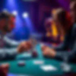 A tense moment in a poker game with players at the table, one raising with pocket twos and another ready to respond on the button.
